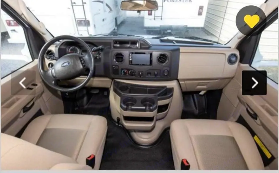 Check out this very comfortable and clean front cab/driving area...perfect for traveling any distance!. Thor Freedom Elite 2018