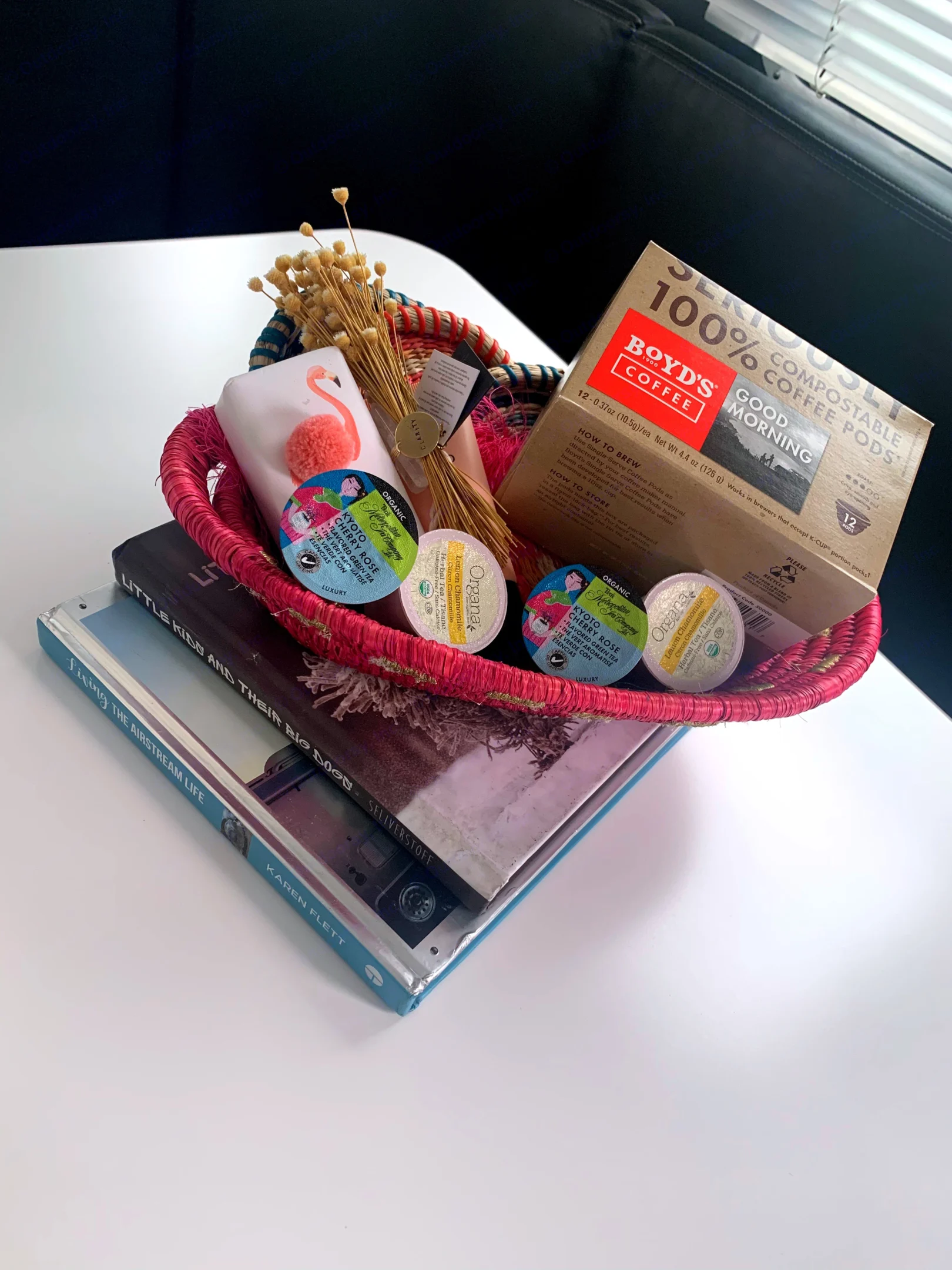 A special goodie basket for each stay filled with Boyd's coffee, specialty teas, Anthropologie soap, & a few additional treats!. Airstream Sport 2019