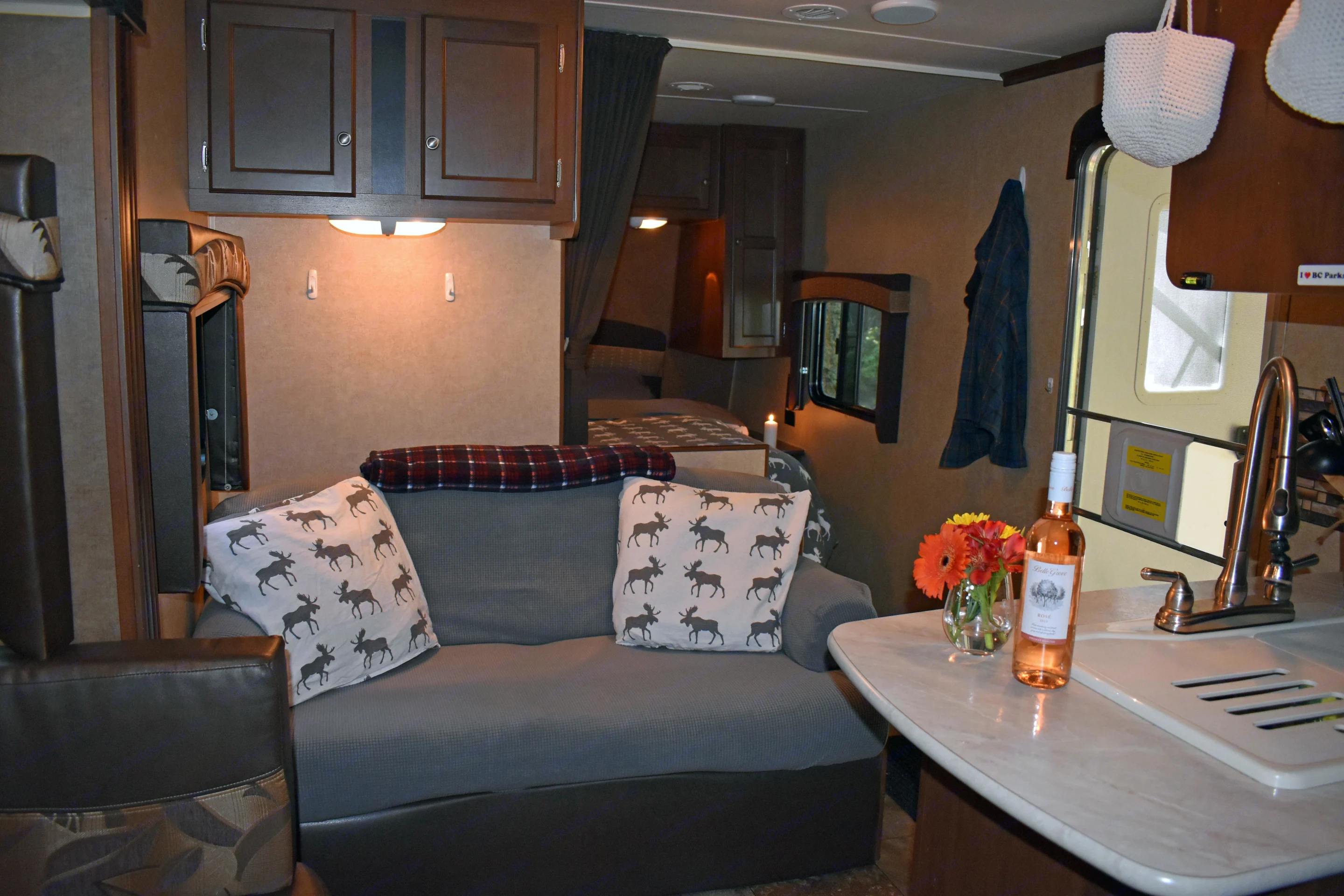 Couch (fold down bed) for lounging and opposite the media centre. Jayco Jay Flight 2014