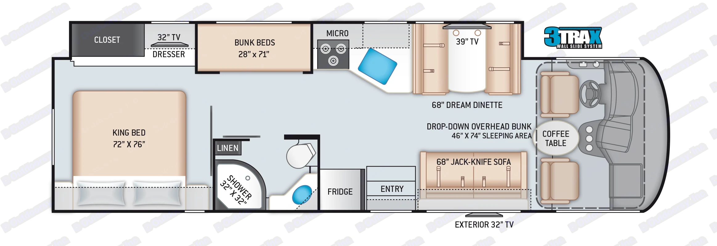 this is the RV floorplan as you can see its planned perfectly for you and your family to enjoy with separate areas. . Thor A.C.E. 2021