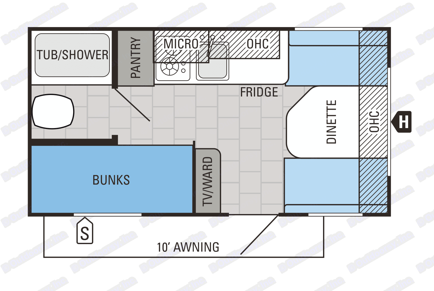 JayFlight SLX 154BH Floor Plan. Sleeps comfortable of family of 4 or 5 people with kids.. Jayco Jay Flight 154BH 2016
