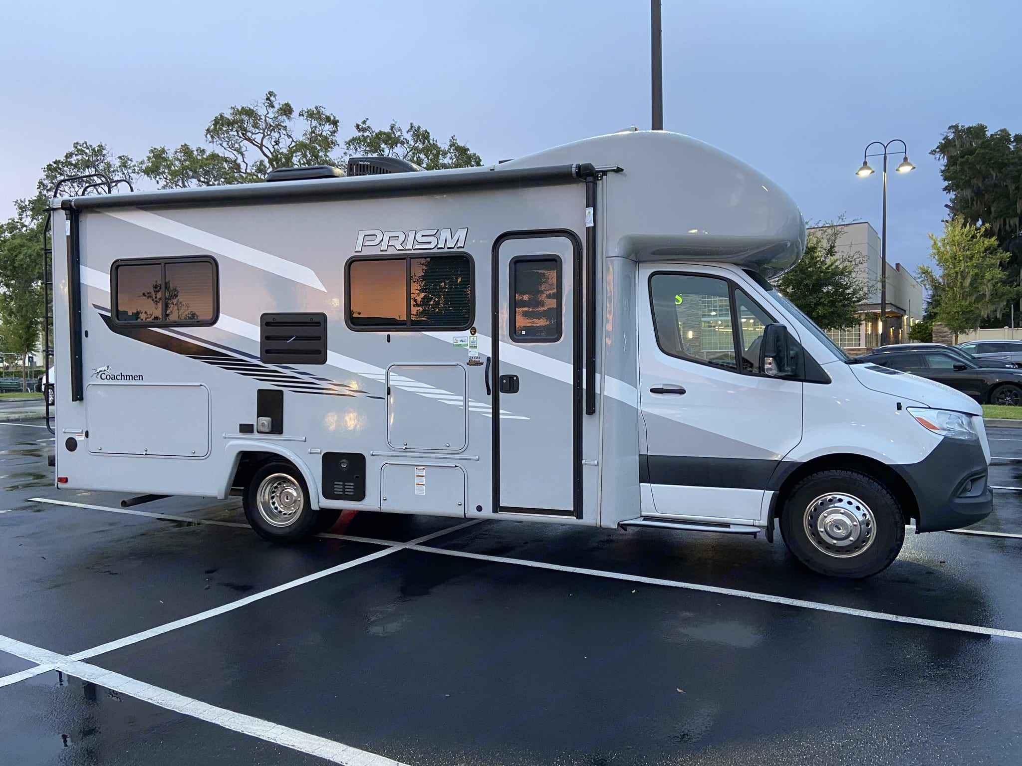 Beautiful sunset off the windows of the camper out west. . Mercedes-Benz Sprinter Coachmen Prism 2021