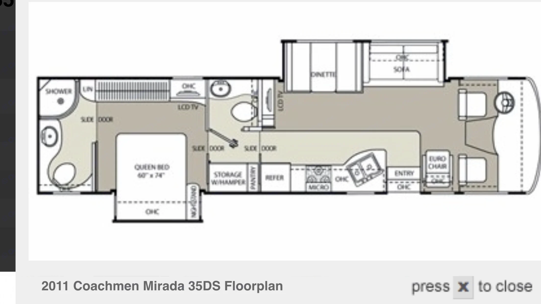Very spacious Class A coach with certain level of privacy.. Coachmen Mirada A-Class 2011