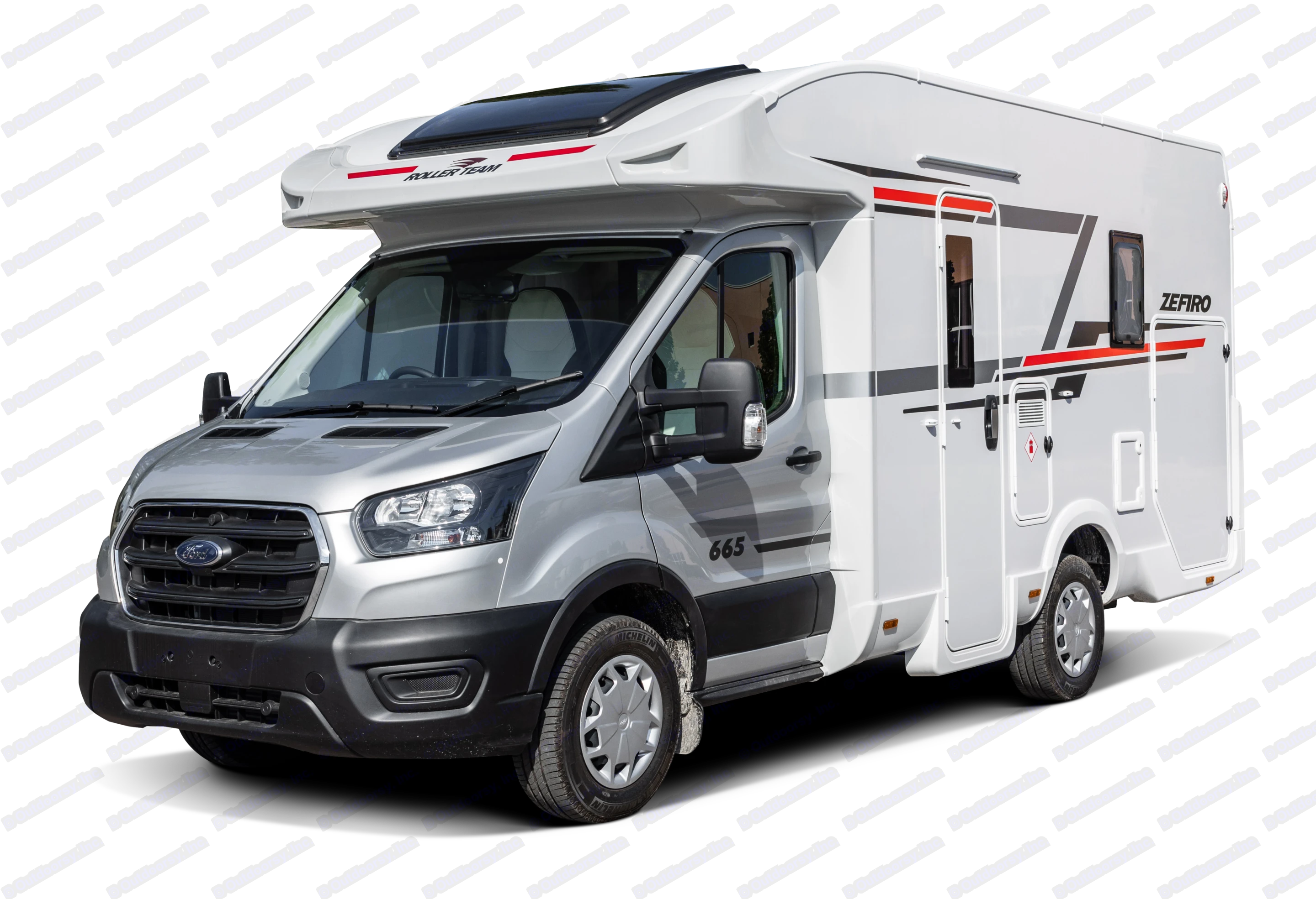 Striking white & silver Roller Team Zefiro 665 motorhome, an ideal choice for your next rv rental adventure.. Roller Team Zefrio 665 2021