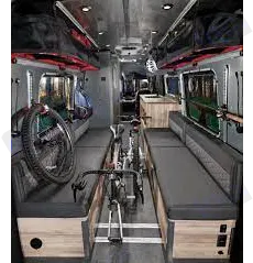 The rear area is designed for taking all your equipment with you. The benches convert to either two twins or a king size bed.. Airstream 24X 2022