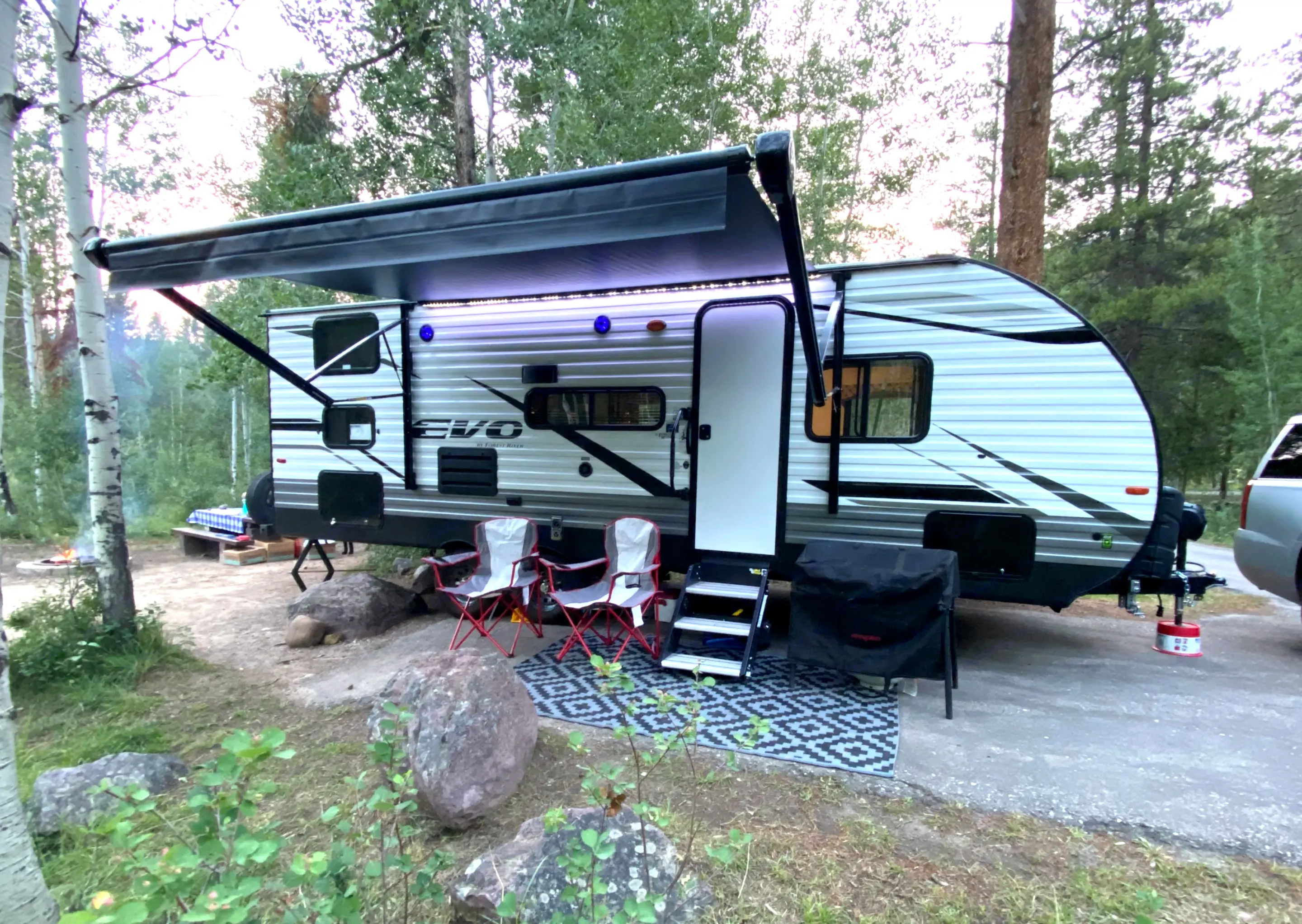LED light strip to provide ample light for games, dinner, or dessert in the great outdoors. . Forest River Evo 2021