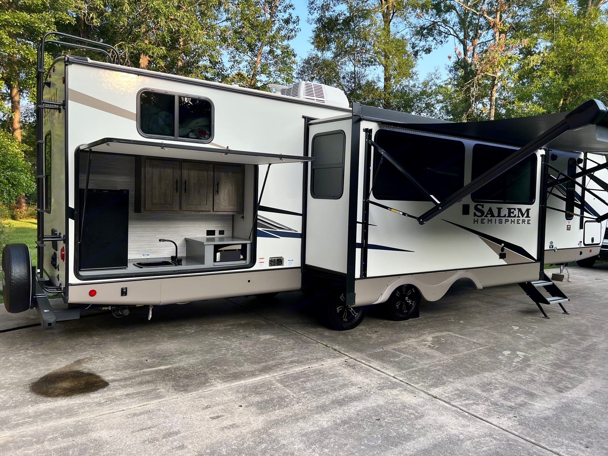 Plenty of space to sit outside under the awnings. Awnings have LED lights for that cool night time experience. . Forest River Salem Hemisphere 2022