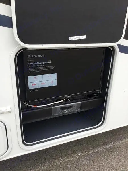 TV and Soundbar System for outdoor entertainment. Forest River Coachmen Freelander Premier 2022