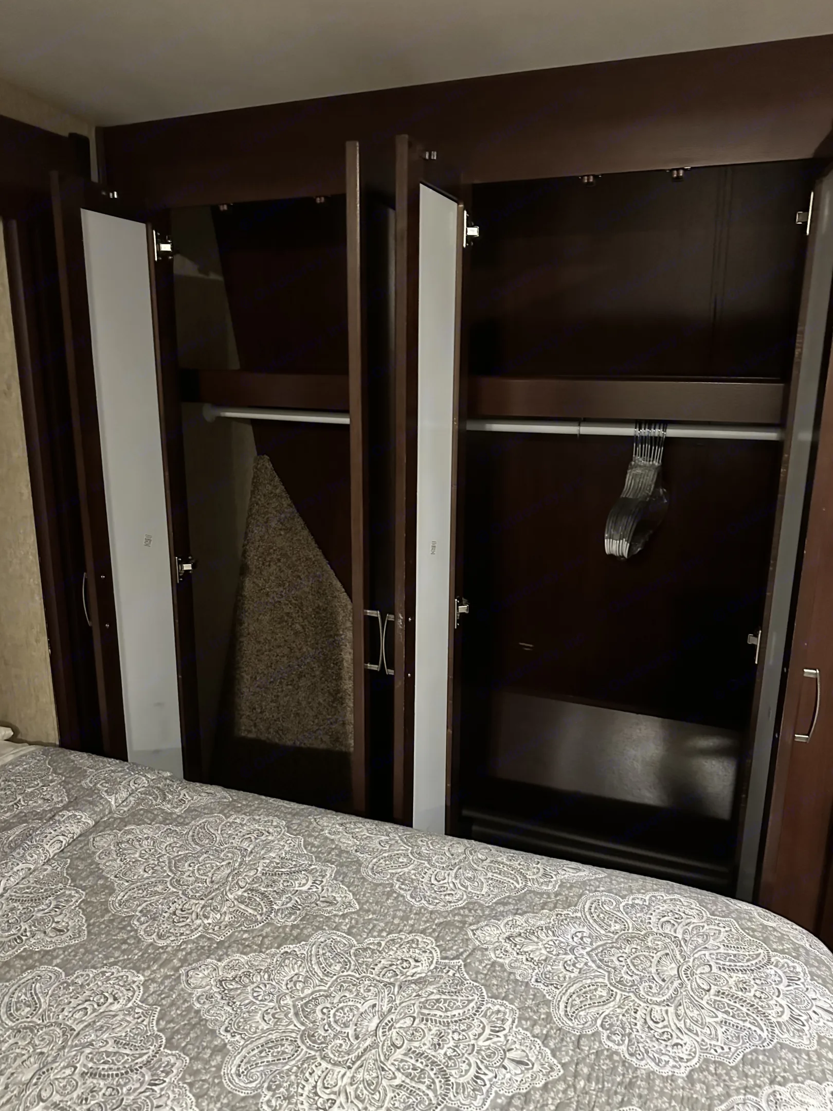 Double Closets with 10 Close-hangers. . Heartland RVs Road Warrior Toy Hauler 2014