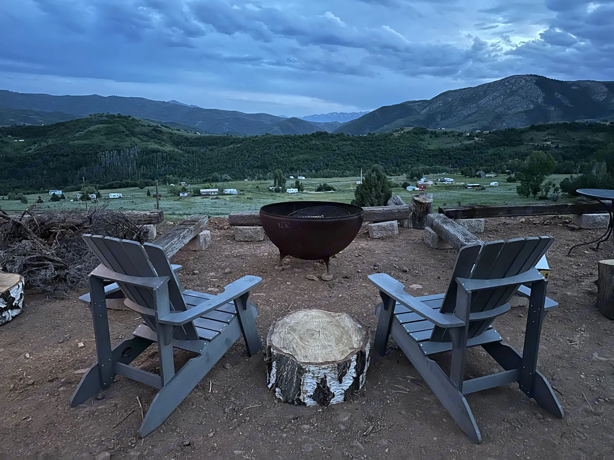 Adirondack chairs to relax wind down after a day of kayaking or fly fishing. . Airstream Basecamp 20X 2023