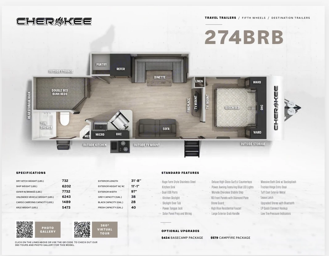 Here is the floor plan when everything is open and set up . Forest River Cherokee Grey Wolf 2022