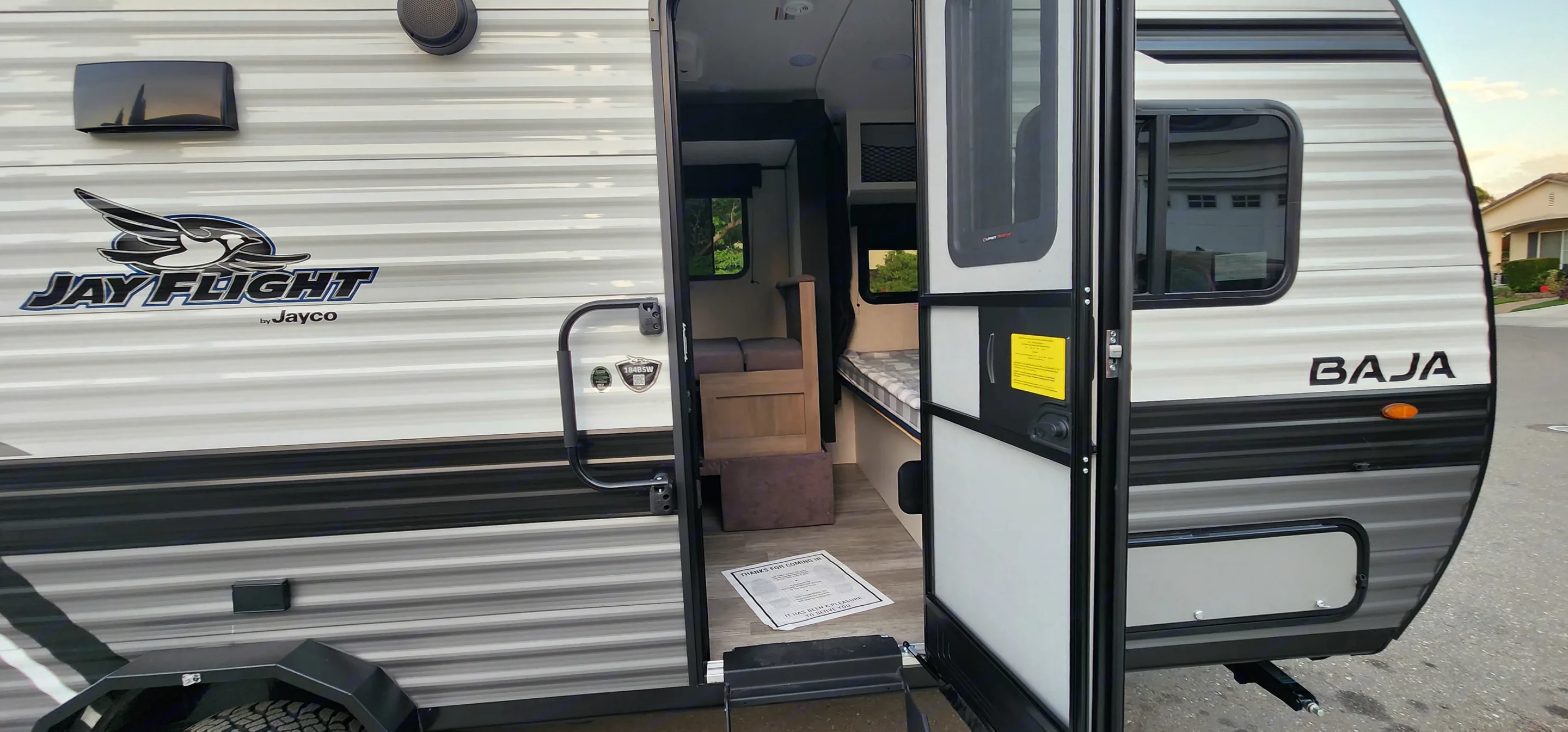 Entrance door with screen door. Adjustable stepper . Jayco Jay Flight SLX 2024
