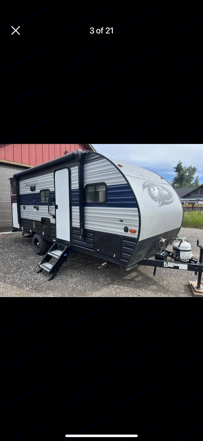 Storage on this side. Stairs are easy to use (make sure front door is fully open) and adjust to size. In the storage you will find necessary items. . Forest River Cherokee Wolf Pup 2020
