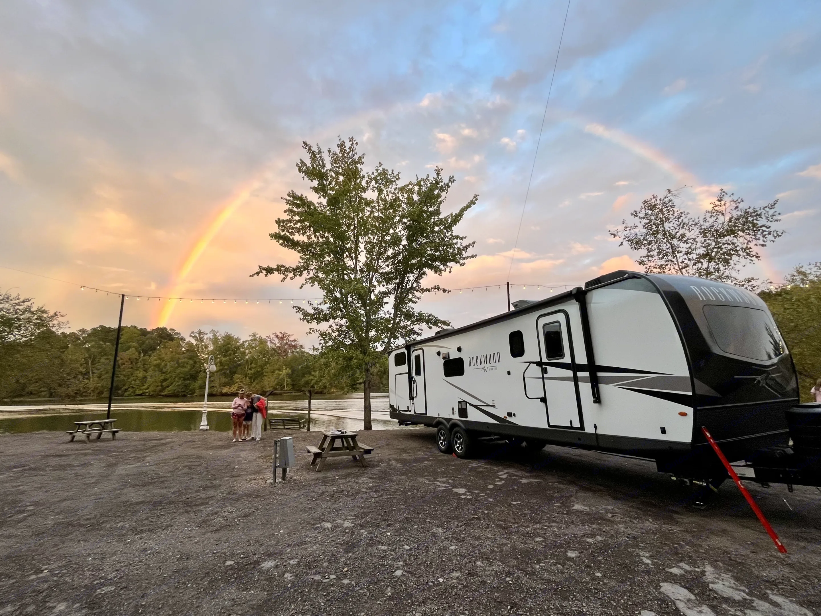 During our setup at this campsite, the 5-year old yelled, "Look ... a wainbow!" It was a spectacular view.. Forest River Rockwood Ultra Lite 2023