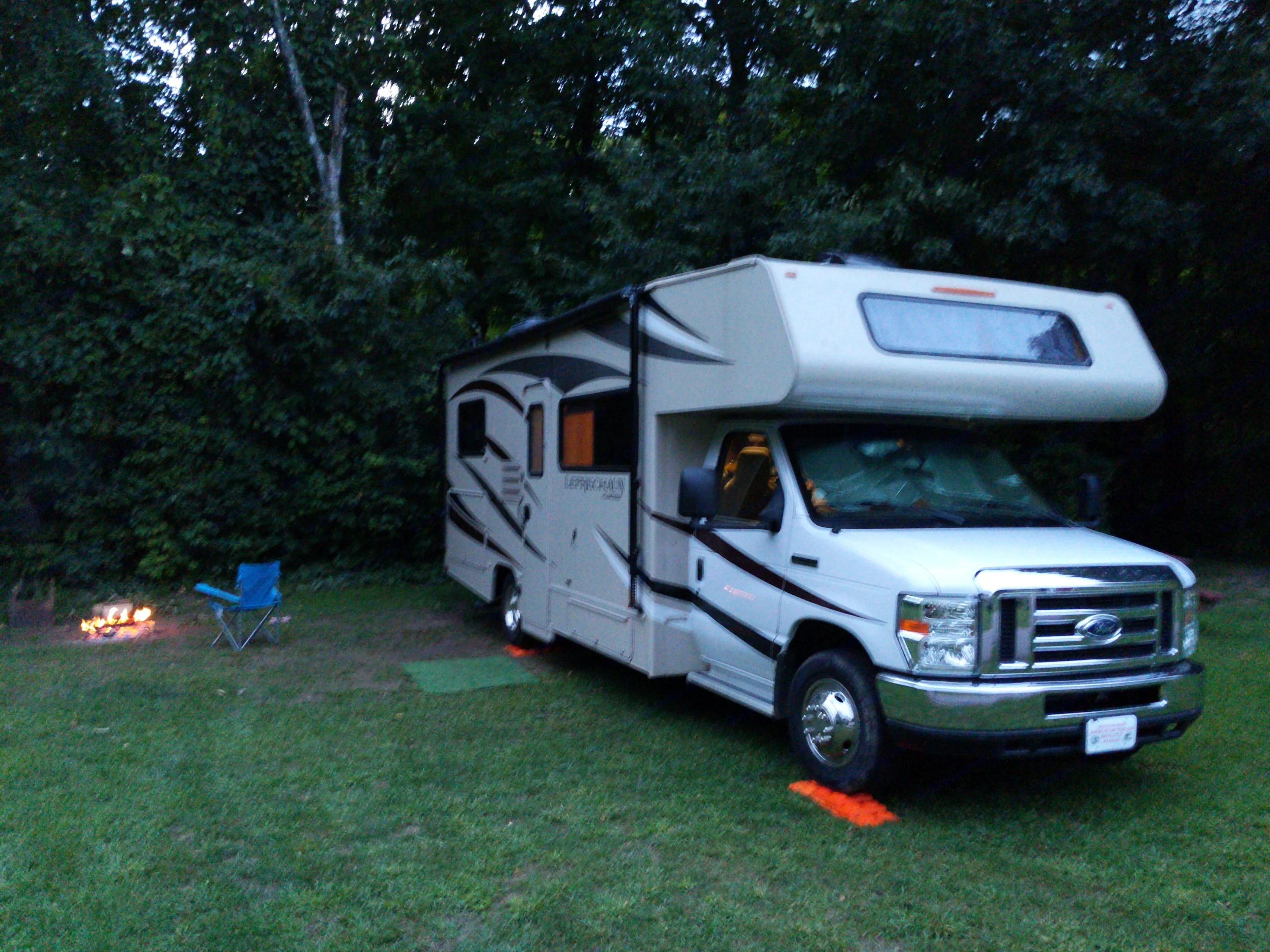 Our setup at Lone Pine in Colchester, VT. Coachmen Leprechaun 230 CB 2018