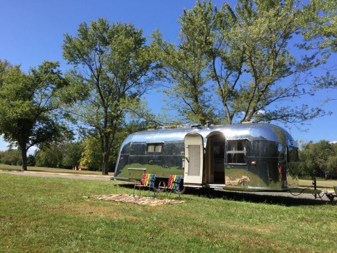 airstream rental albuquerque | shiny mobile home with well-kept vintage interior