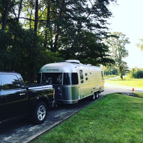 modern airstream with an awning