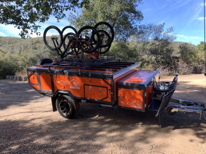 off-roading camper with a bike rack, roanoke