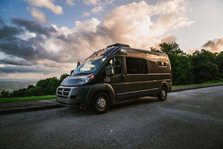 pet-friendly camper van with a full kitchen