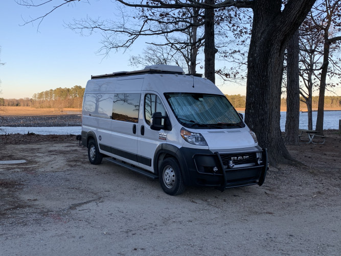 homey custom-built travel trailer