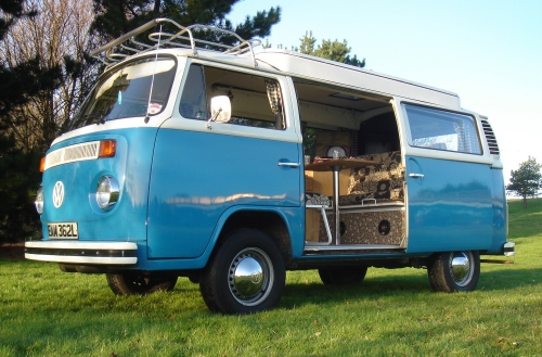 blue camper van