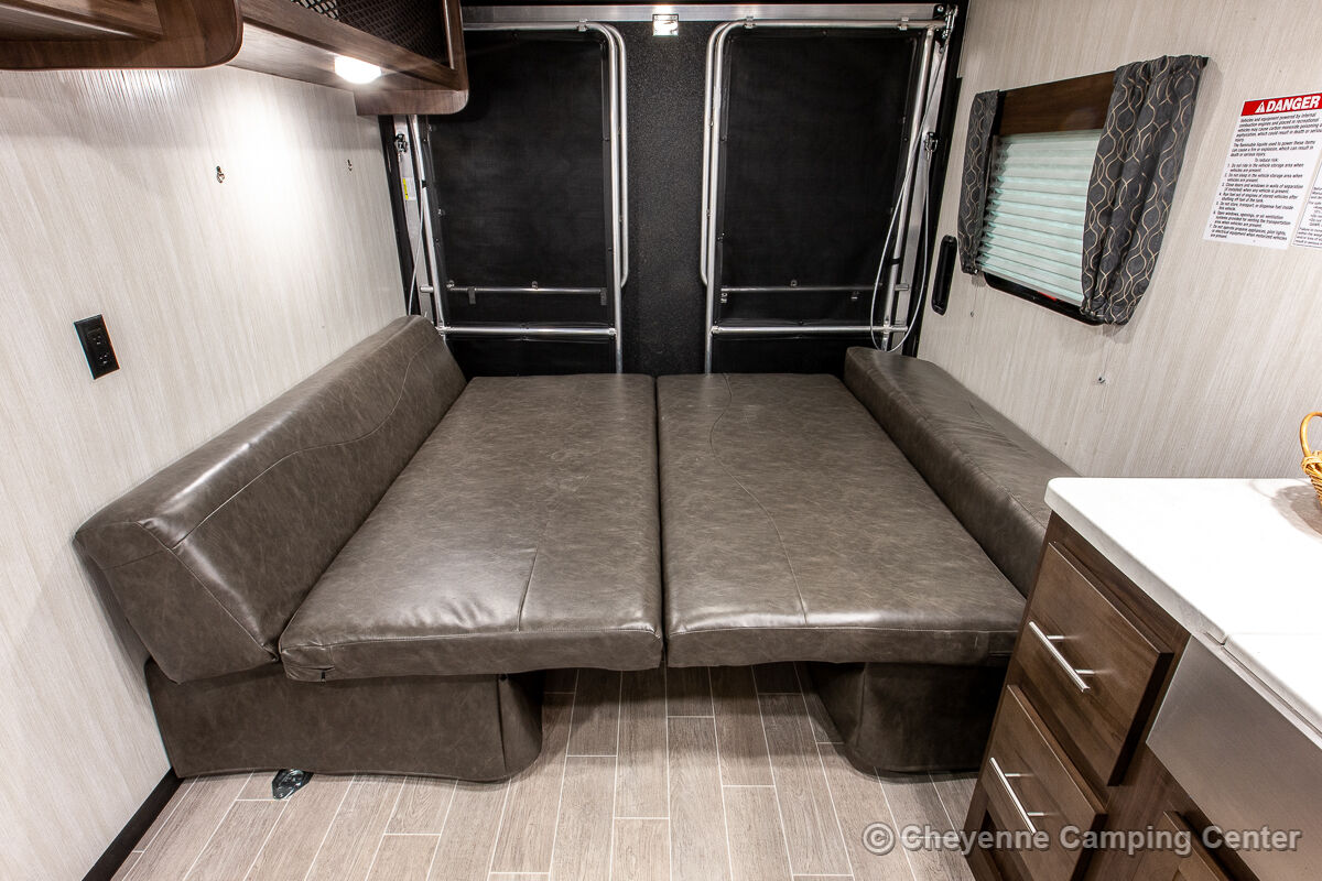 RV rental ready: The flexible rear cargo area features two convertible sofas that transform into beds.. Forest River Cherokee Grey Wolf 2020