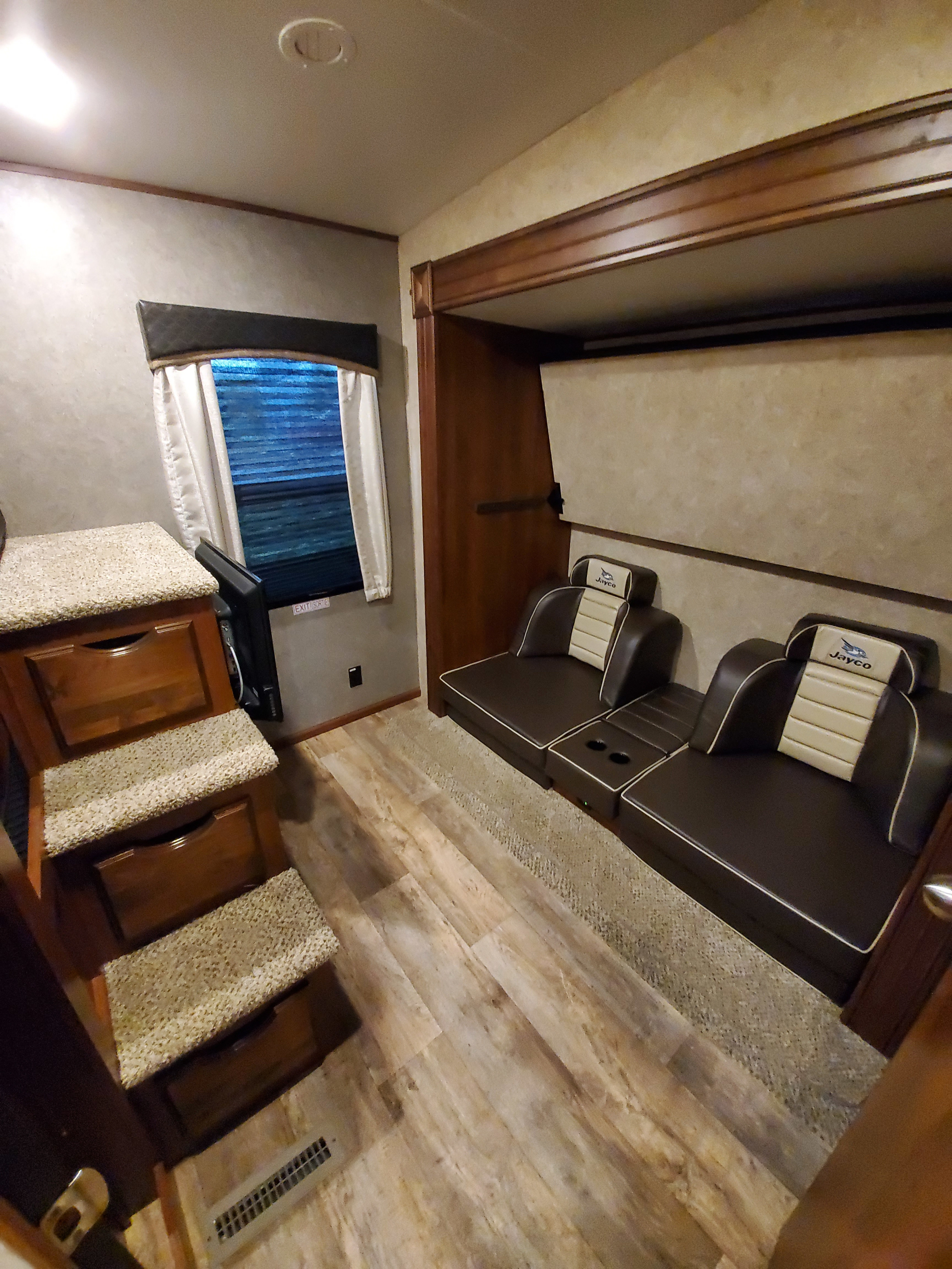 Gaming chairs which convert to two twin beds. Jayco Eagle 347BHOK 2018