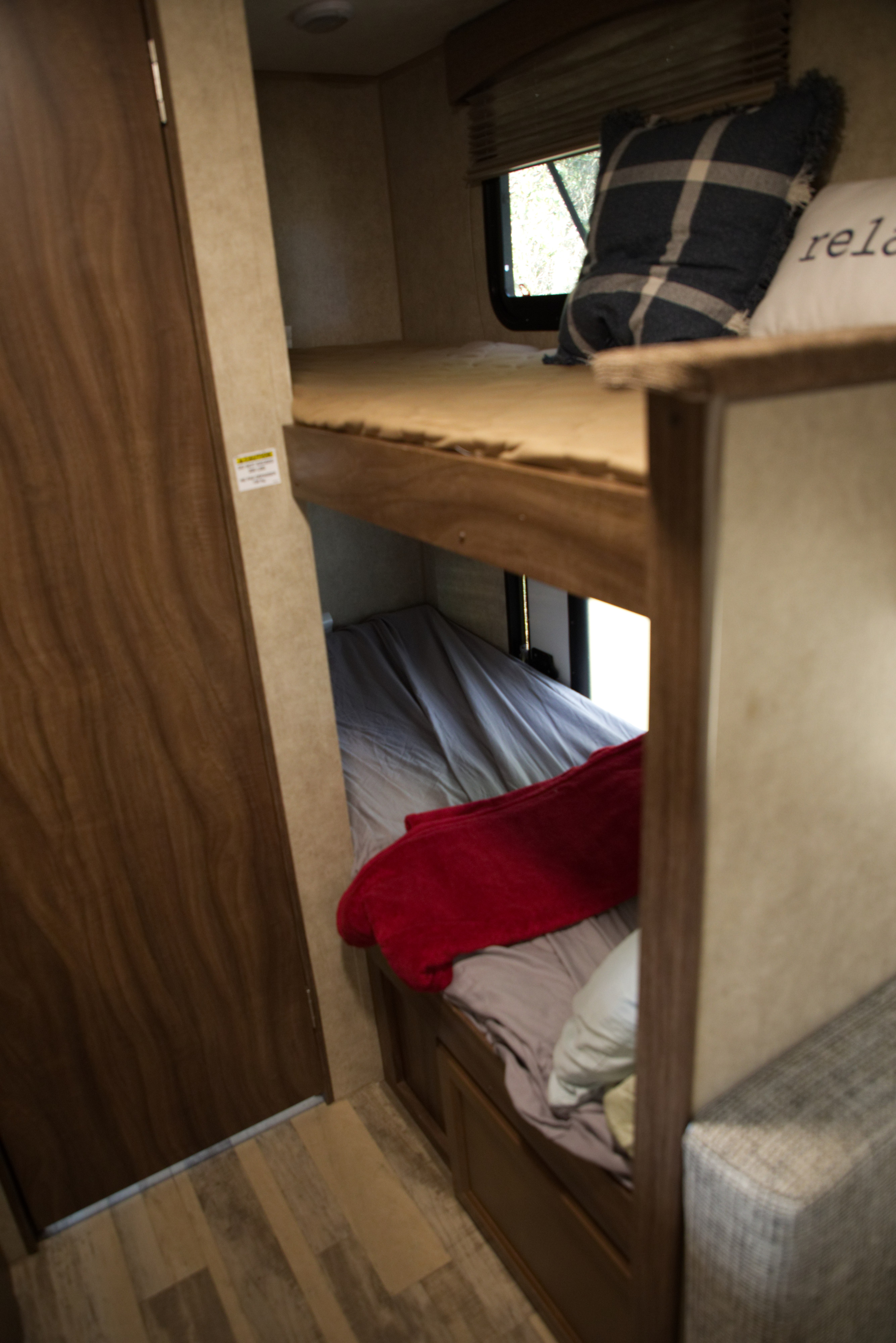 View of comfortable bunk beds in an RV rental, offering cozy sleeping space for your next travel adventure.. Forest River Other 2018