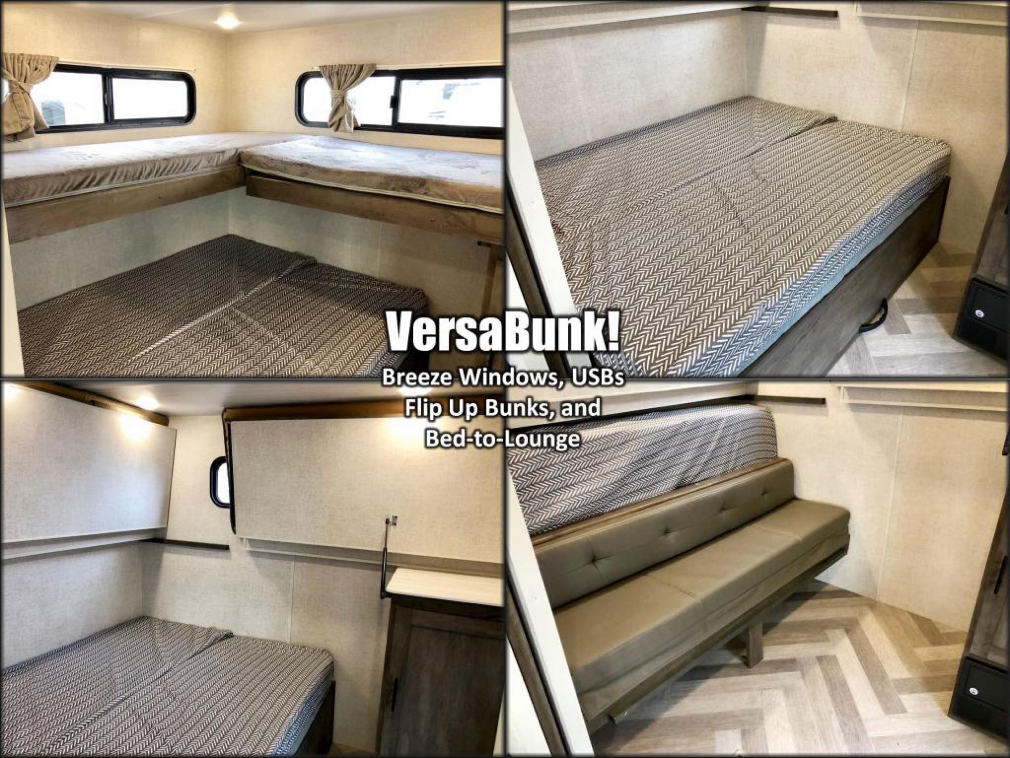 RV rental with VersaBunk! system: convertible bunks & beds transform into a spacious lounge. Flexible sleeping & living.. Forest River Salem 2020