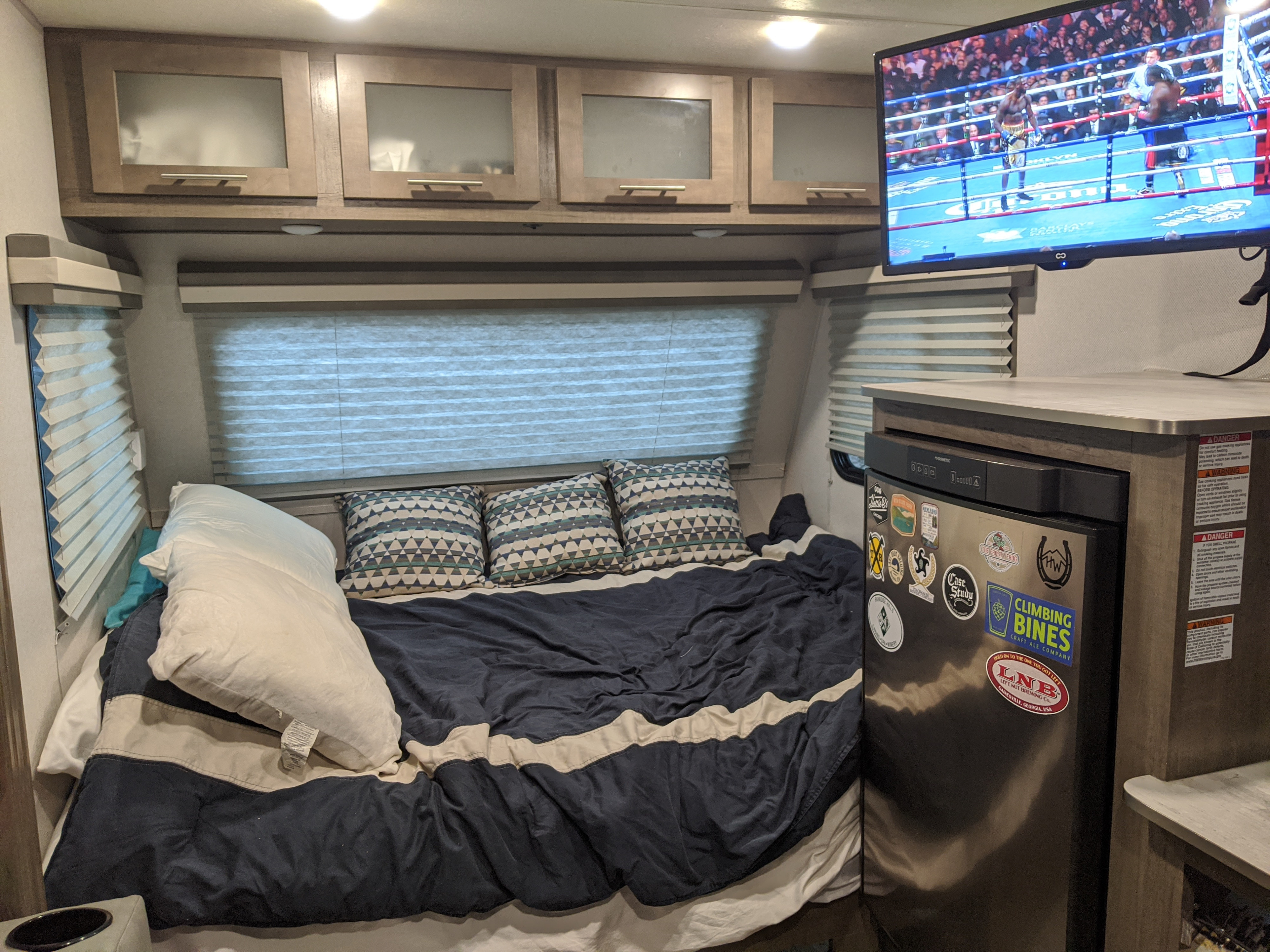 Upgraded mattress. Much better than the standard foam mattress that comes with camper trailers. See Review Comments!. Forest River No Boundaries 16.8 2019