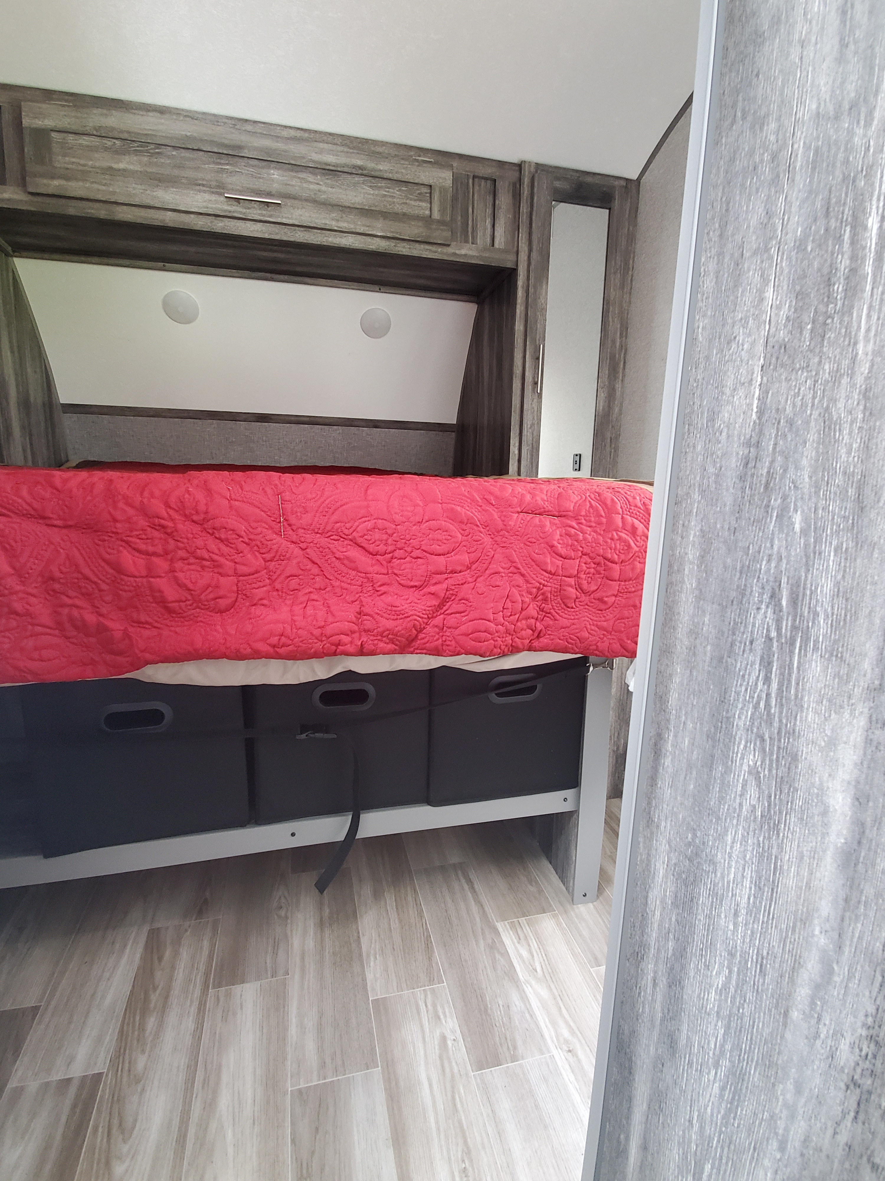 Under bed storage bins. Forest River Salem 2019