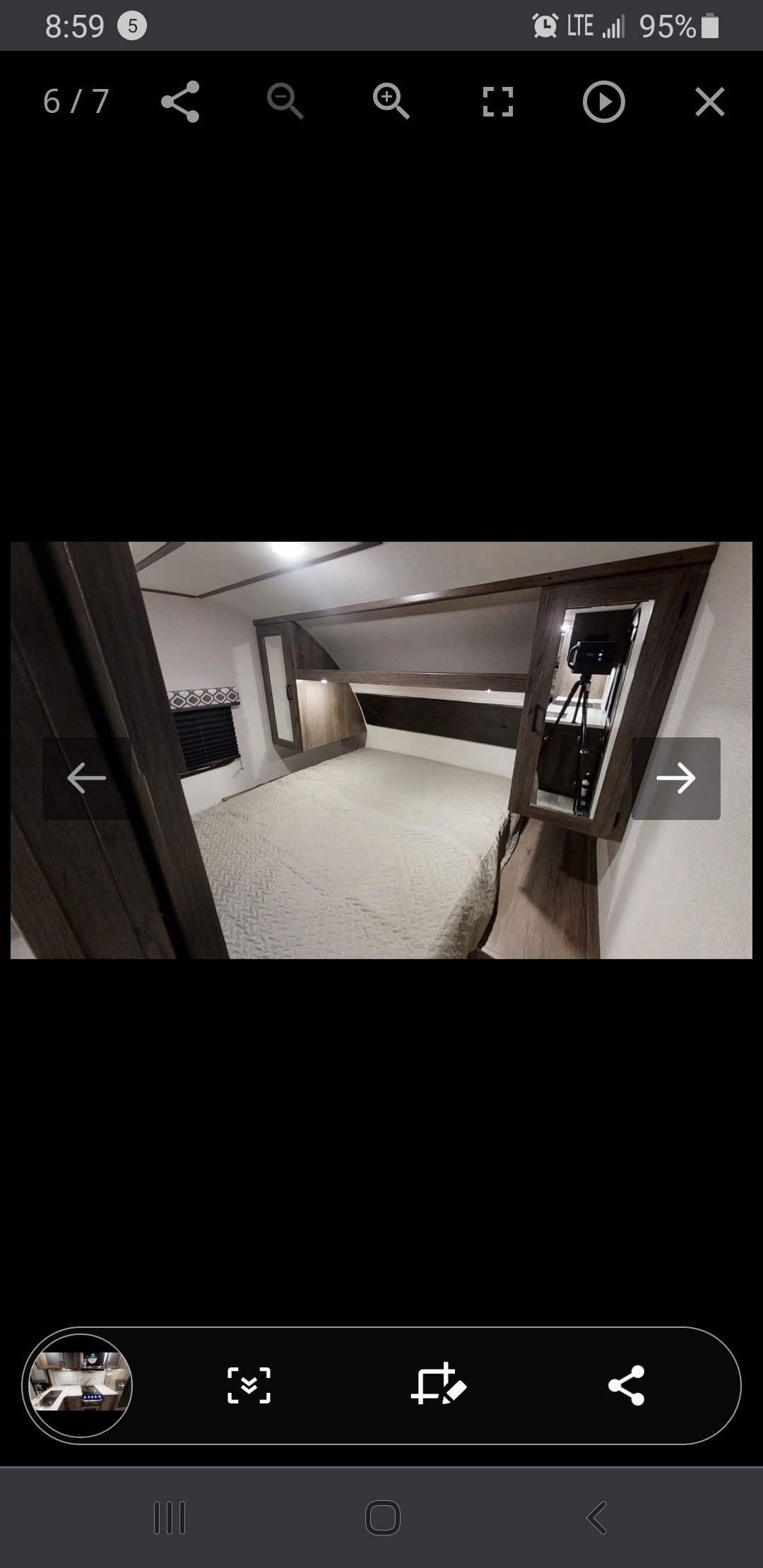 Spacious RV rental bedroom featuring a comfortable bed, overhead storage, and bright interior lighting.. Prime Time 2020 Prime Time Tracer 2021