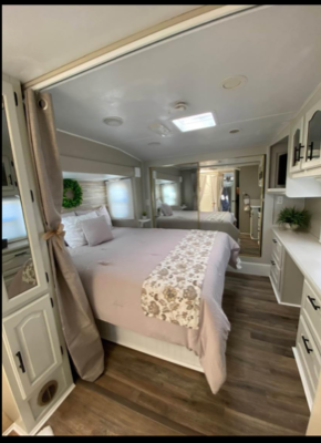 Bedroom with awesome storage. Forest River Cardinal 2004