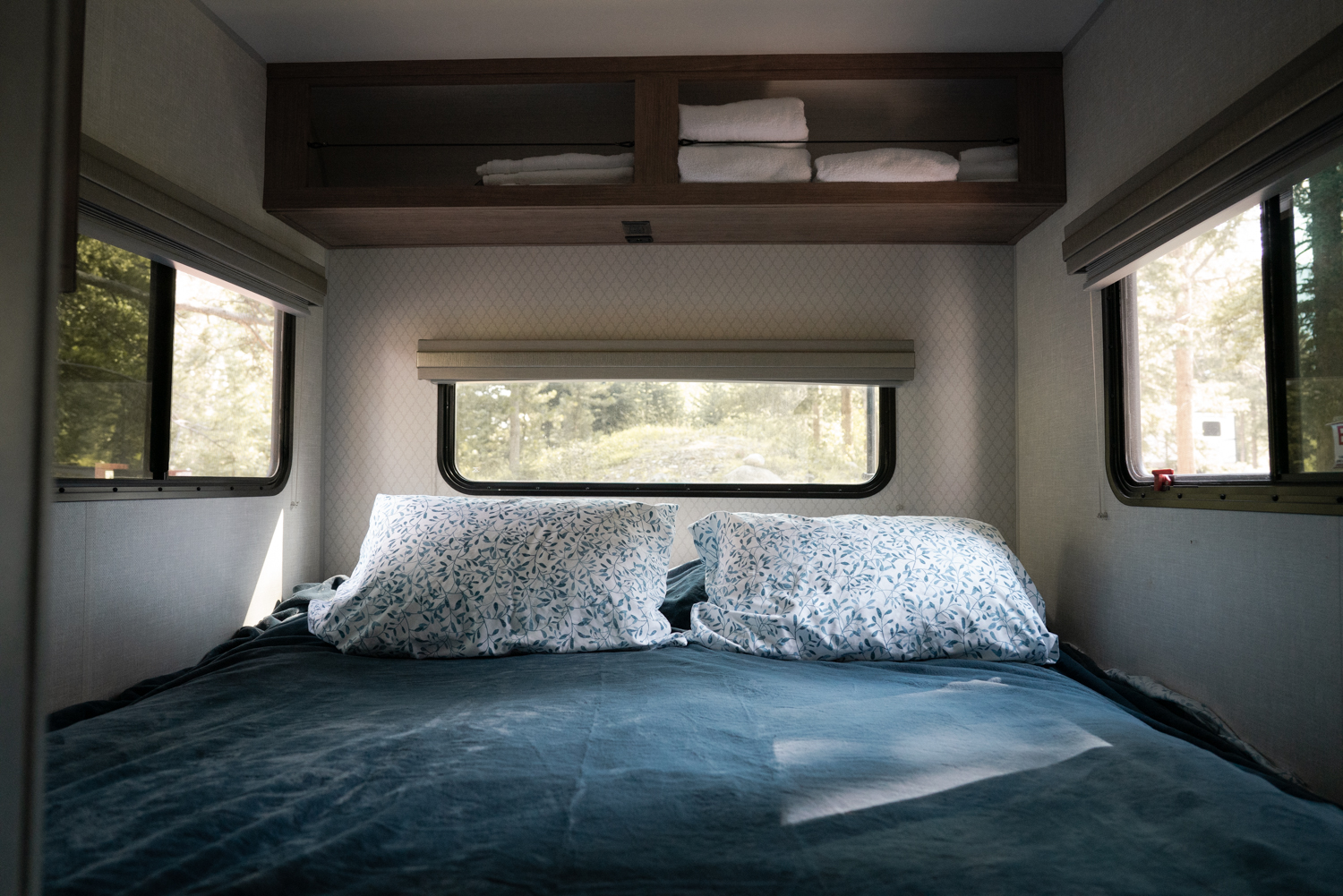 King size bed is the primary bed in the back of the camper.. Forest River No Boundries 2020