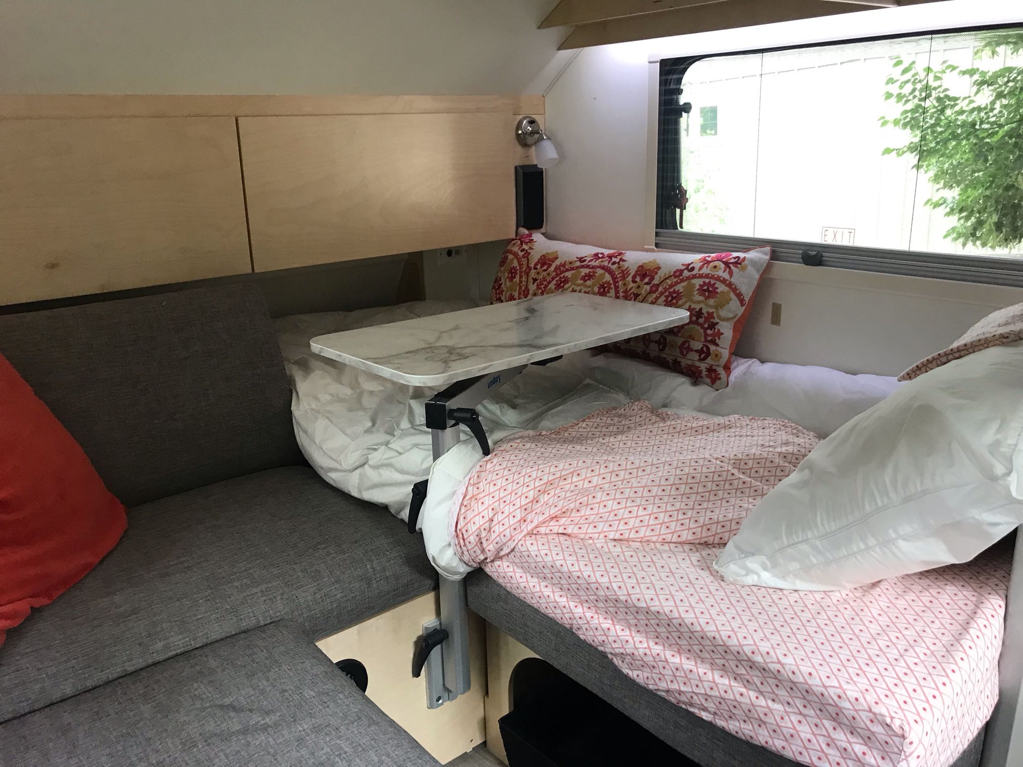 Set up as a single bed and couch. Nucamp Tab 320 s 2021