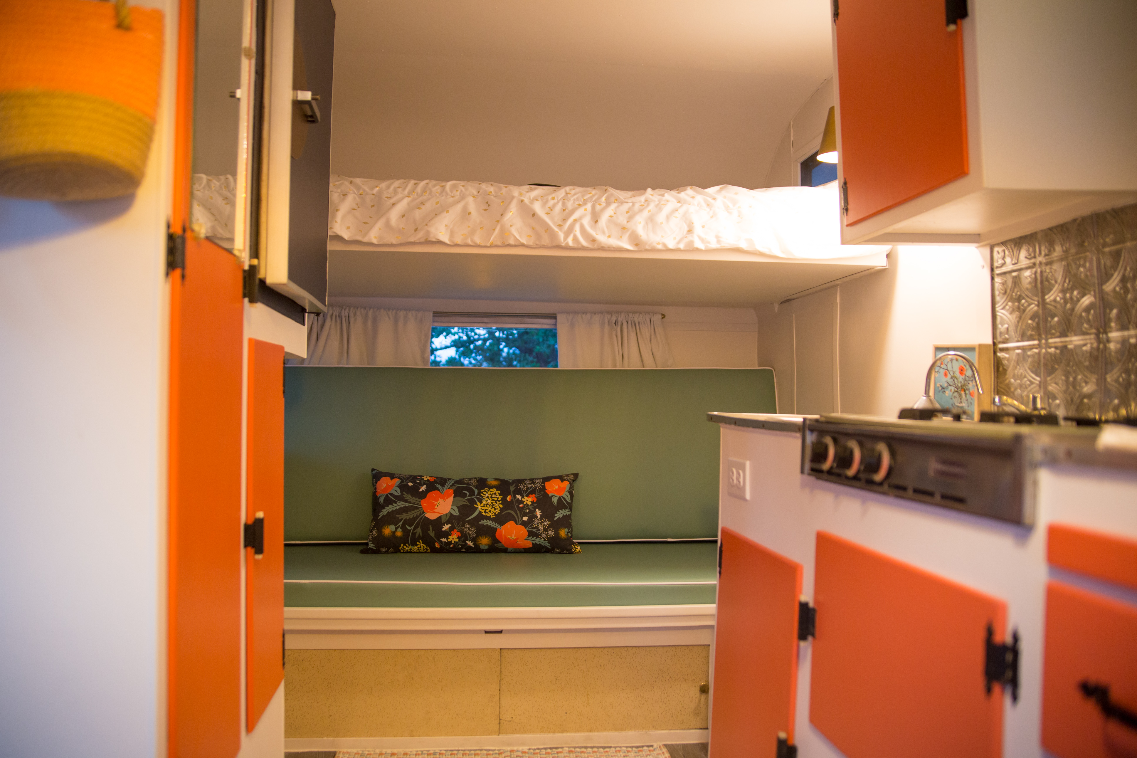 Sofa easily converts into a full size bed. Twin bunk above.. Field & Stream Field & Stream 1968