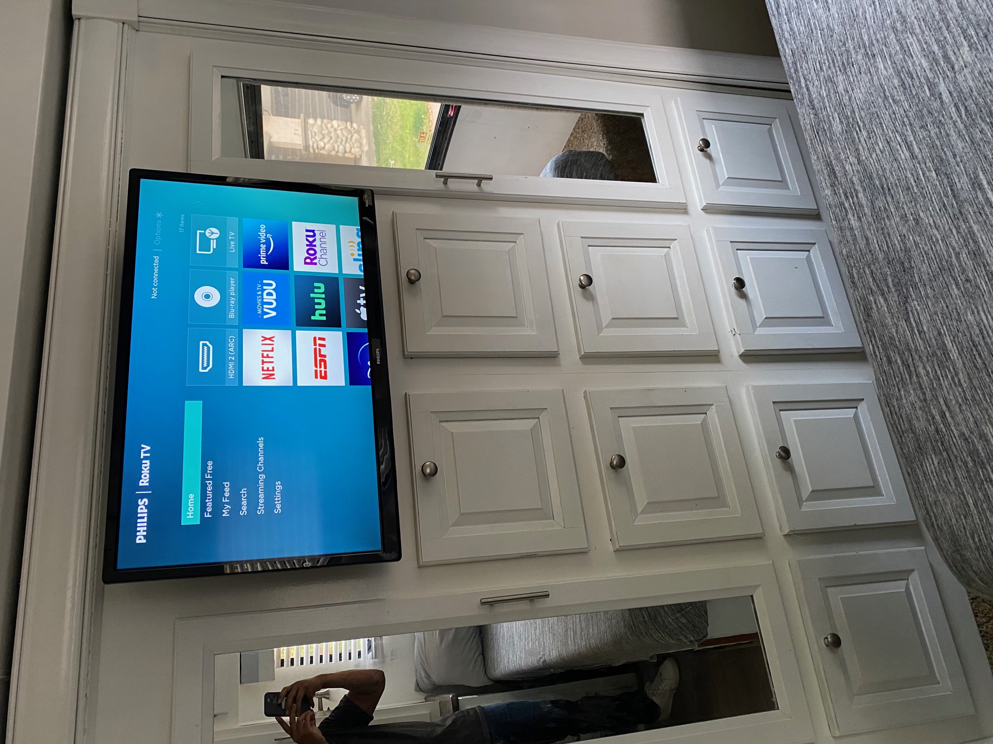 Enjoy entertainment in your RV rental! Philips Roku TV & ample storage in this cozy living space.. Forest River Georgetown 2011