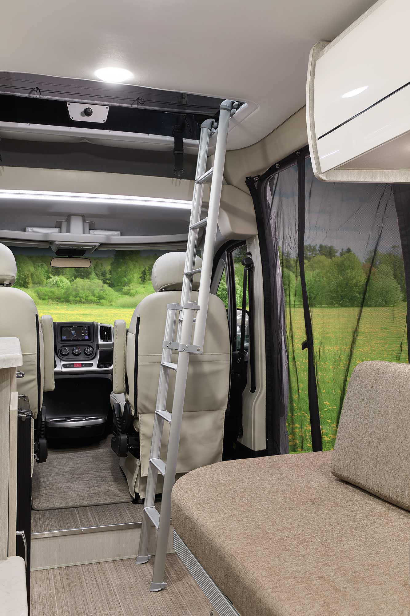 Use the included removable ladder to get up the loft space. Full screen windows, electric fan, USB ports and mattress is the greatest place to sleep.. Thor Motorcoach Rize 18t 2022