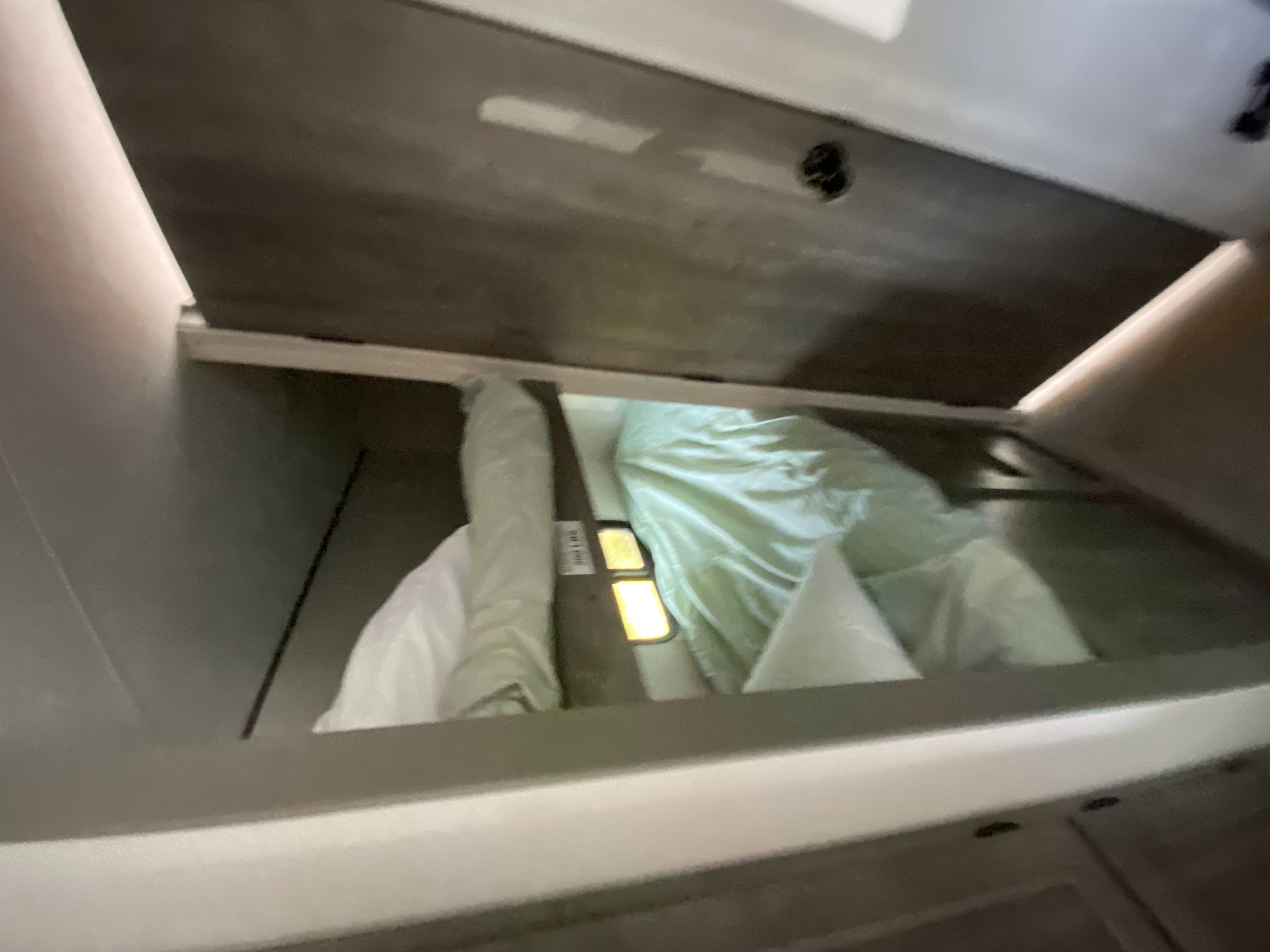 RV rental: Open storage compartment revealing rolled bedding & gear. Ample space for essentials.. Coachmen Apex Nano 194 BHS 2021