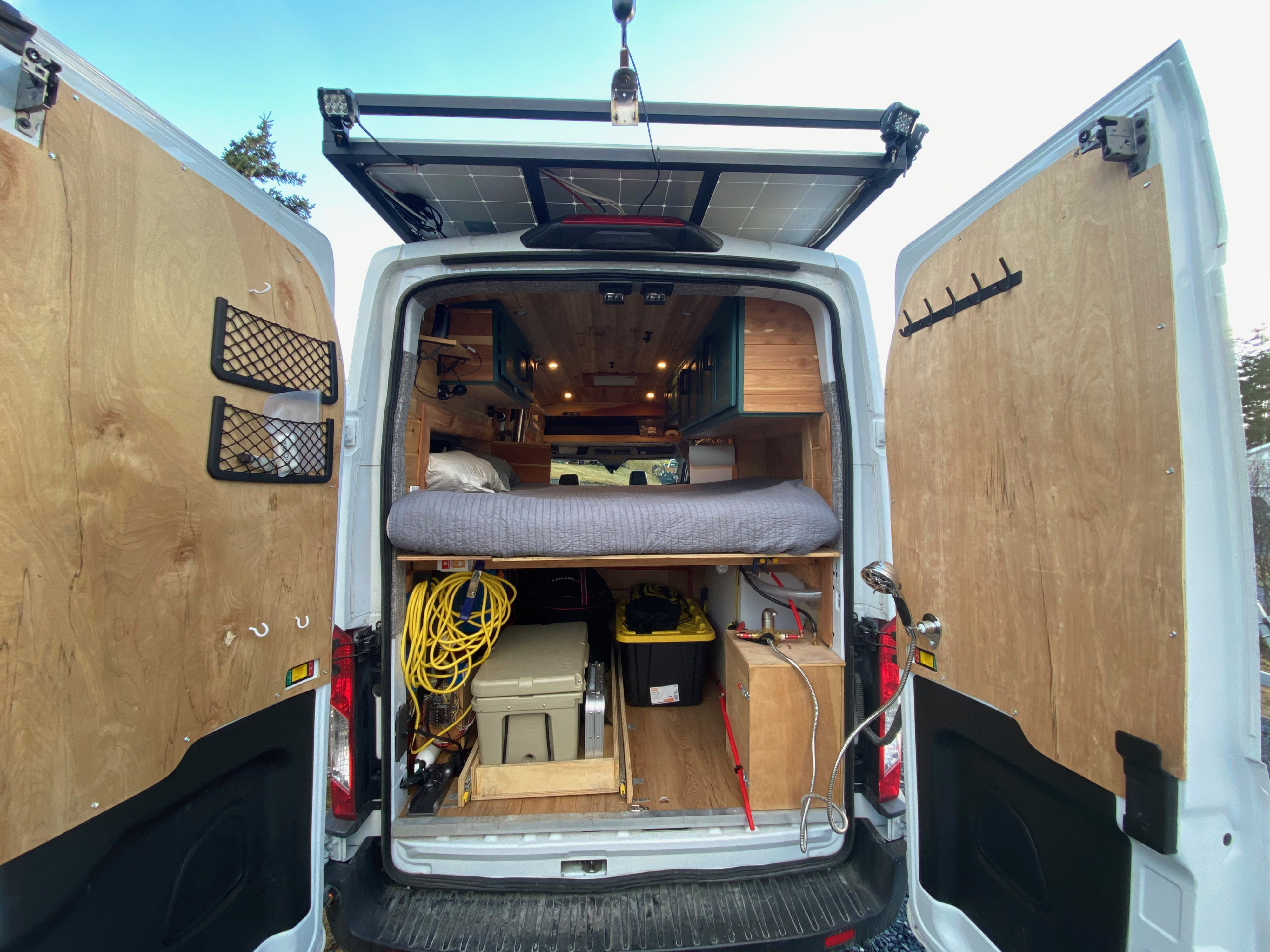 Storage and sleeping area. Ford Transit 2020