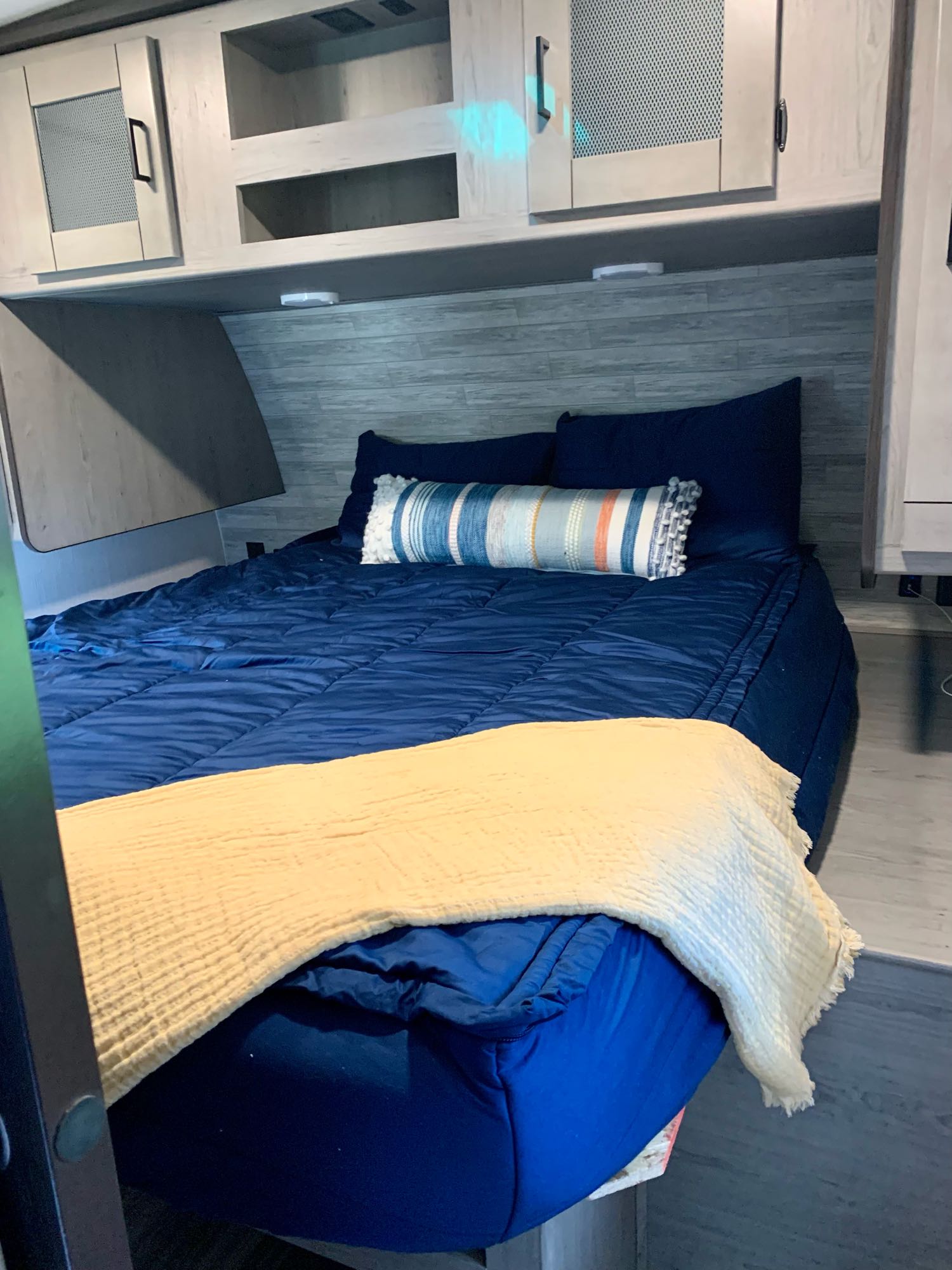 Separate bedroom with queen bed. Heartland RVs Mallard 2021