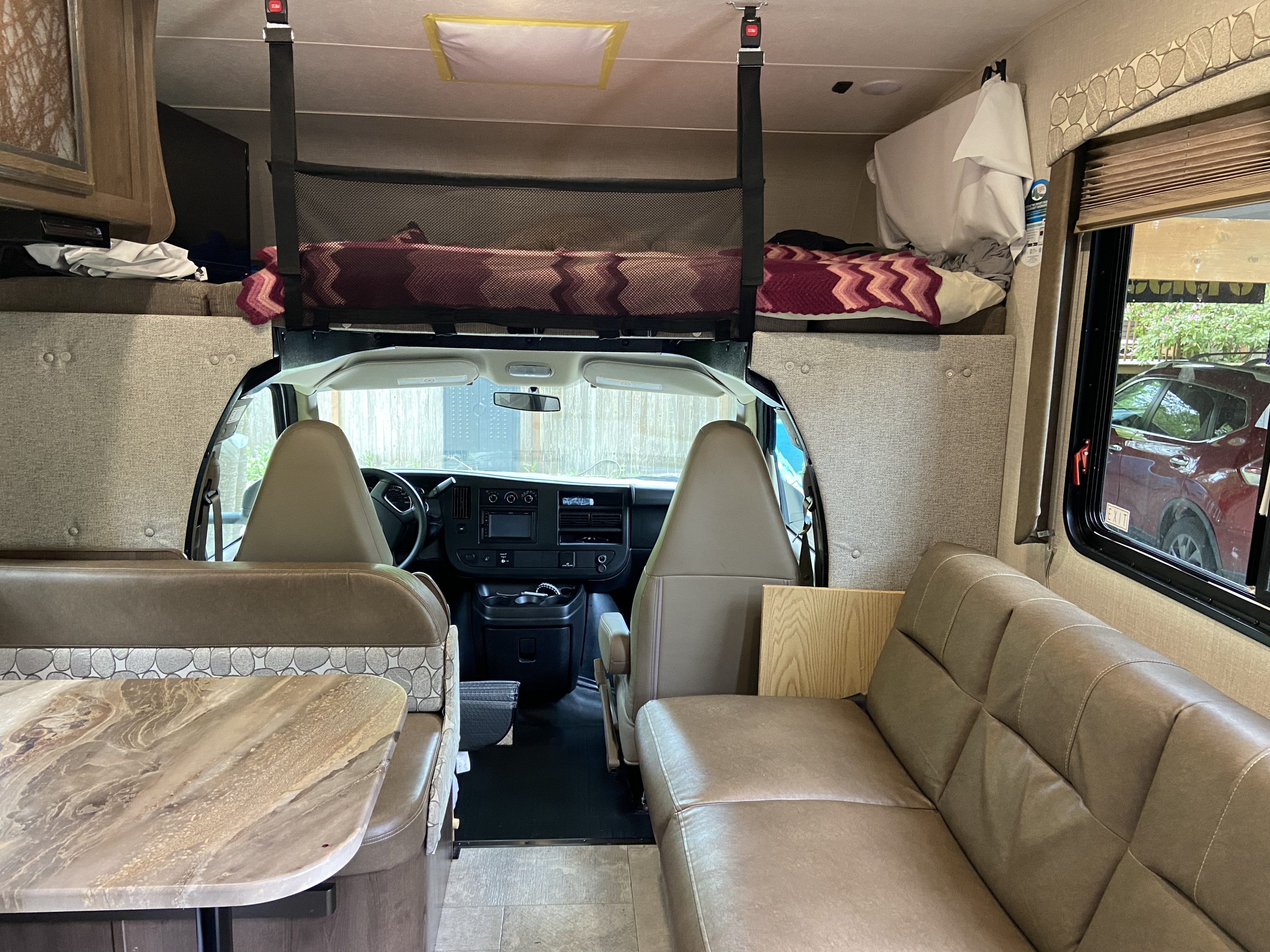Top bunk sleeps 2
Dinette sleeps 1-2
Sofa sleeps 1-2
Dinette and sofa are better for shorter people. :) . Coachmen Freelander 2020
