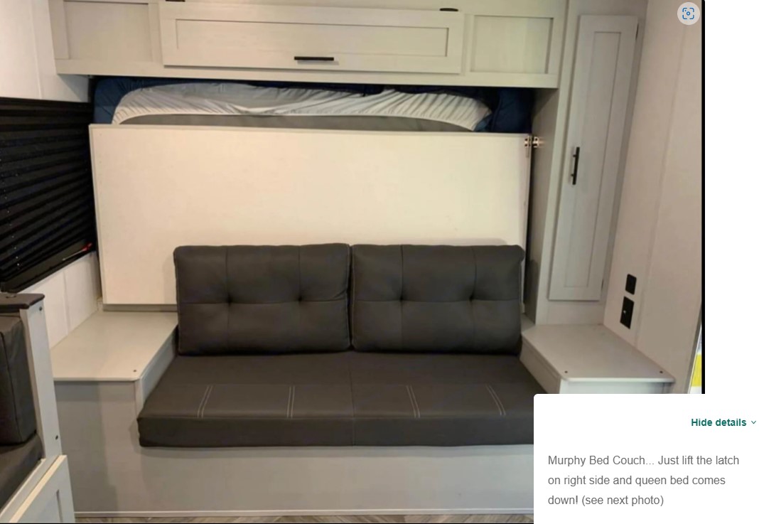 RV rental: Versatile Murphy bed/couch system inside, optimizing space and comfort for your next travel adventure.. Forest River Salem FSX 2021
