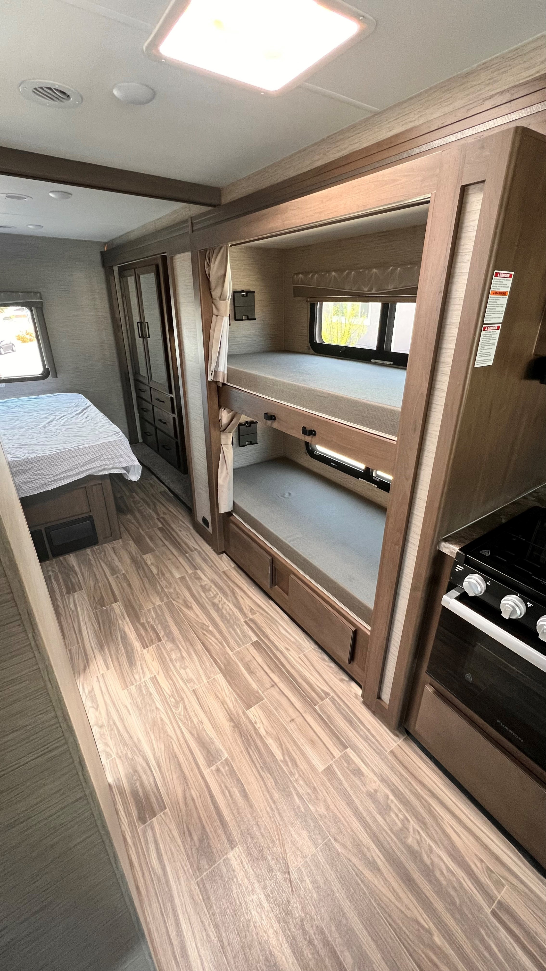 Bunk beds great for kids or extra storage. Thor Motor Coach A.C.E 2022