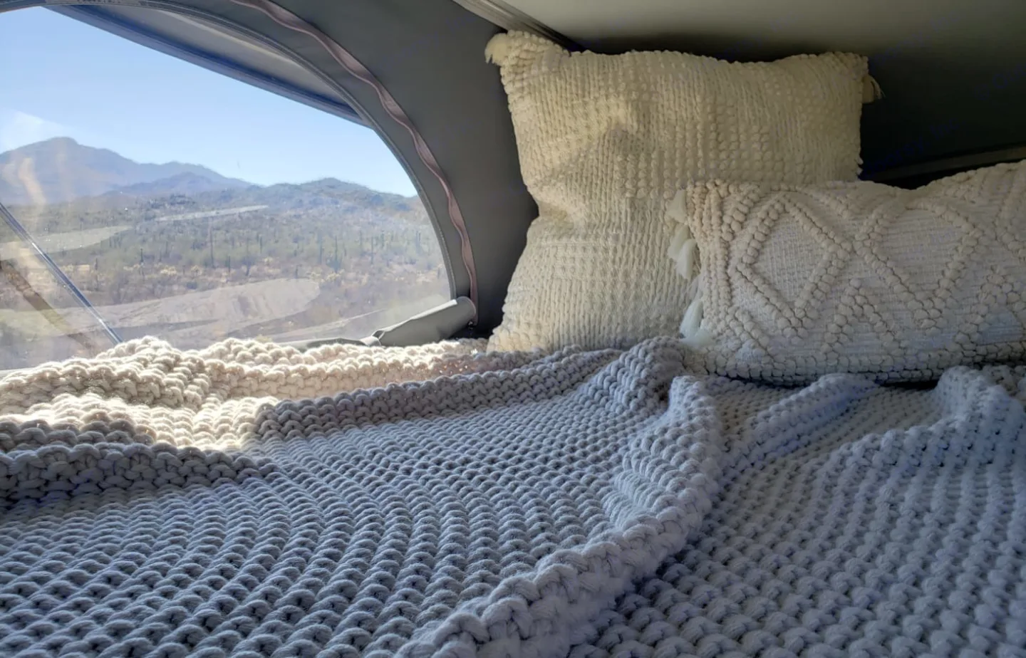 loft bed with nice views. Winnebago Solis 2021