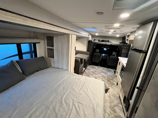 RV rental interior: bedroom, kitchen, and cockpit view. Comfortable and spacious for your journey.. Forester MBS 2022