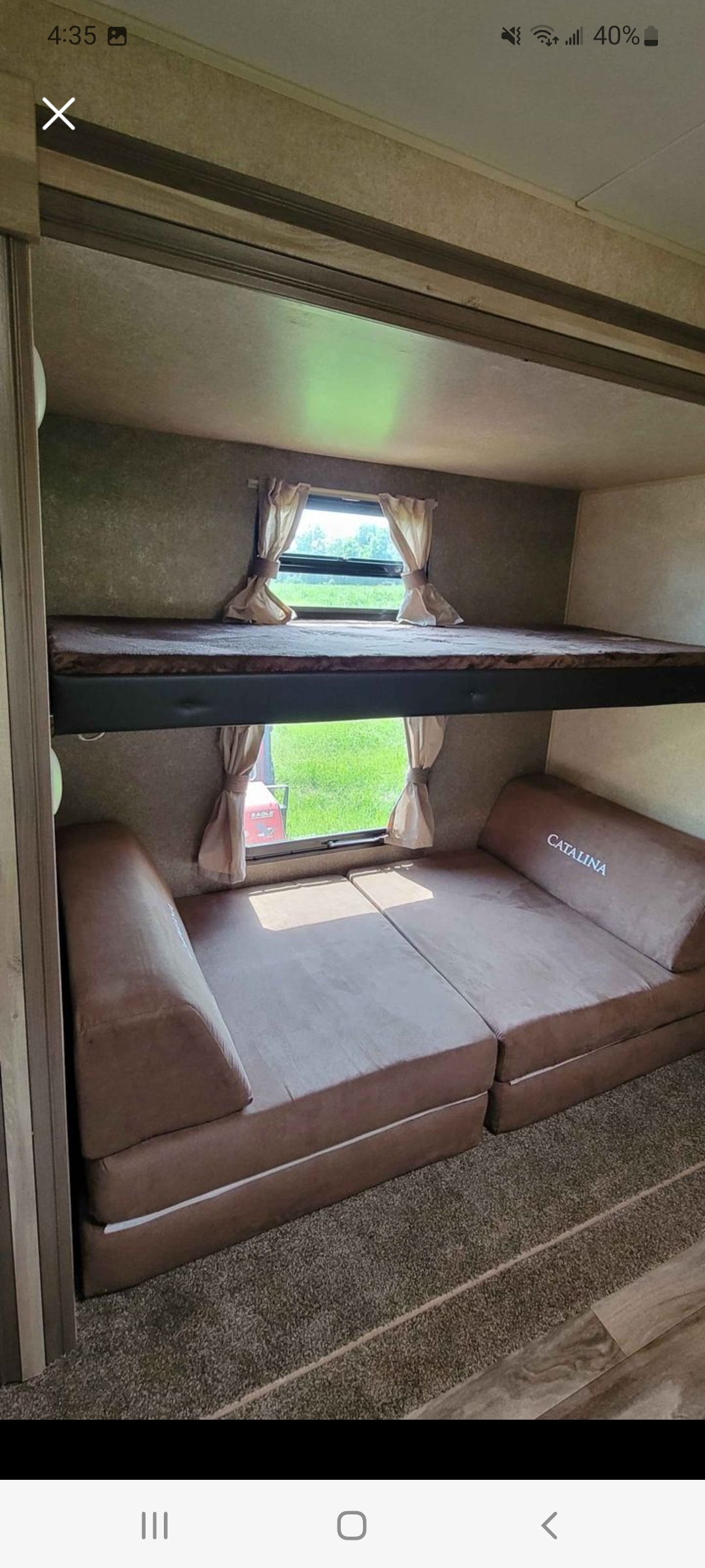 Two ppl can fit on fold out bottom. Coachmen Catalina 2019