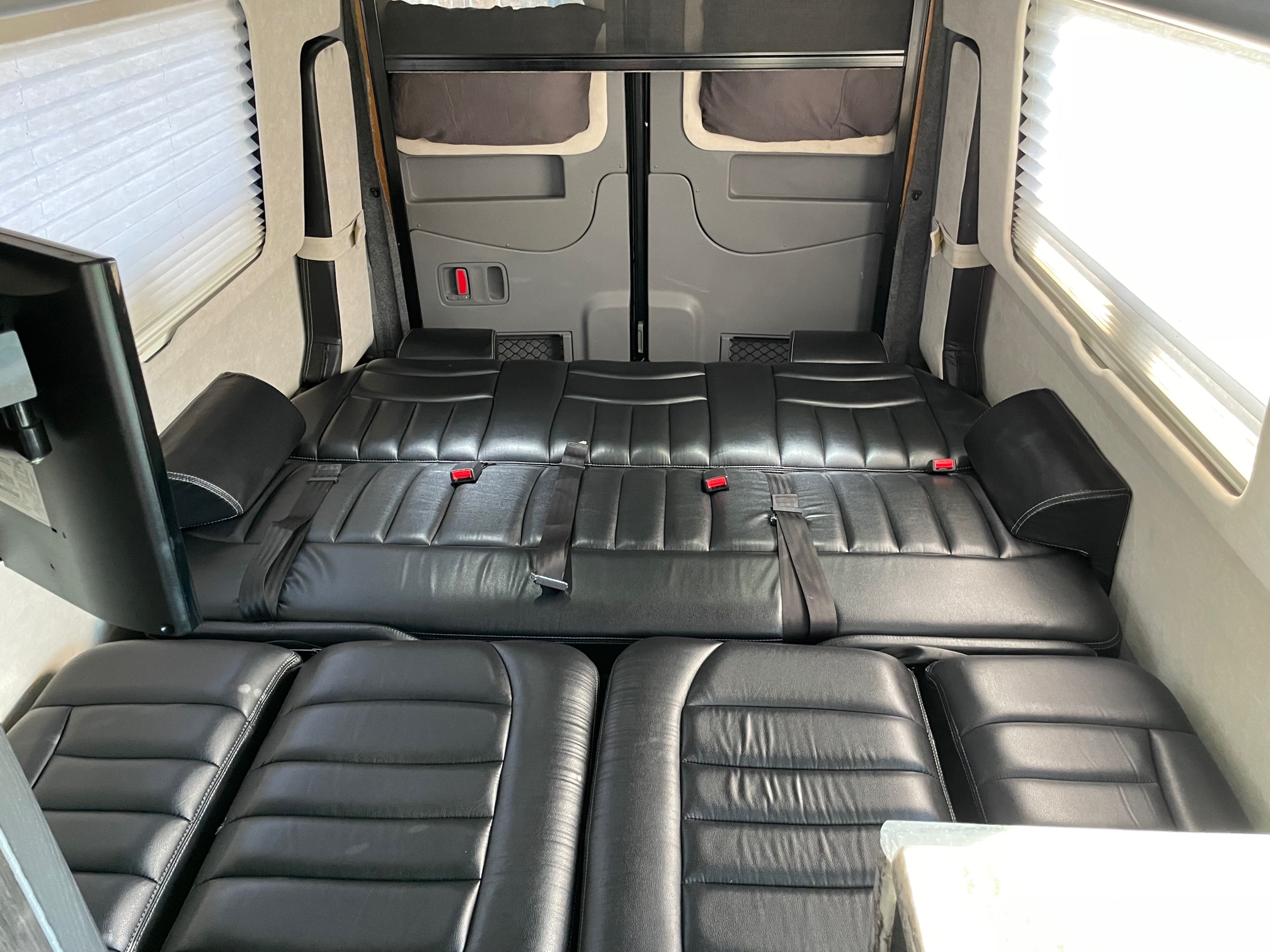 The couch and the 2 chairs folded down to make the sleeping area which will sleep 2 adults comfortably. . Airstream Mercedes 2015