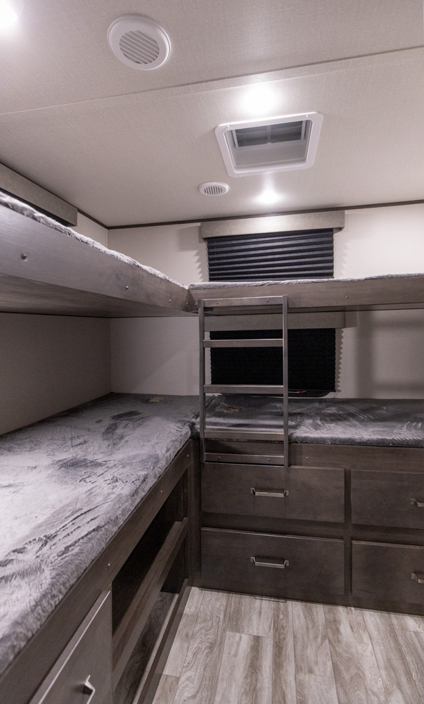 Bunk house and powder room area (not in photo). Grand Design Transcend 2021