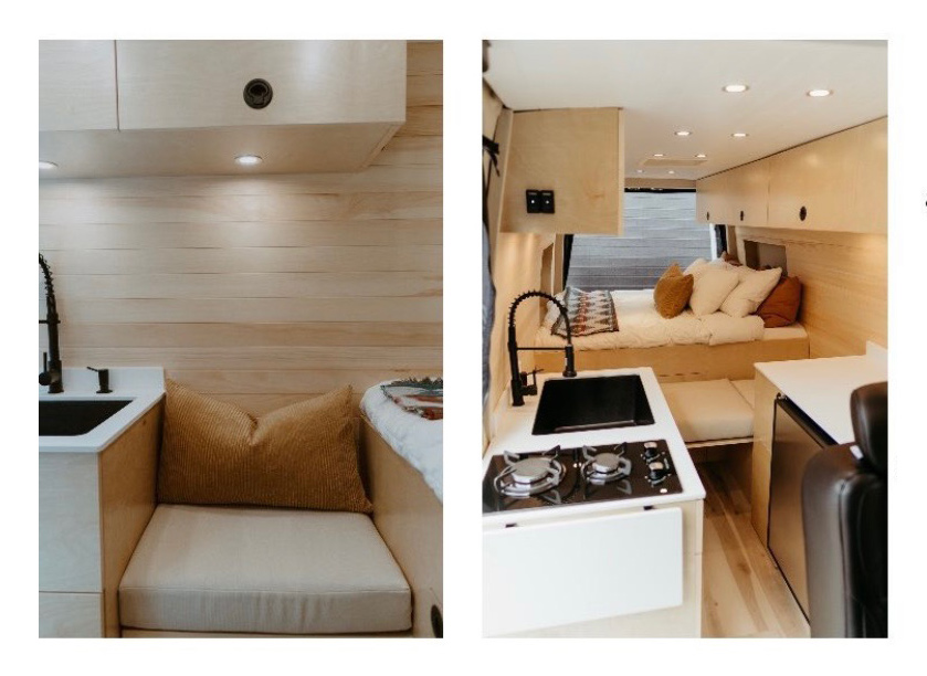Here you can see additional seating that transforms into a sneaky third bed. Perfect for a little one or your furry friend.. Mercedes Sprinter 2019